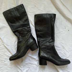 Born Black Leather Heeled Boots